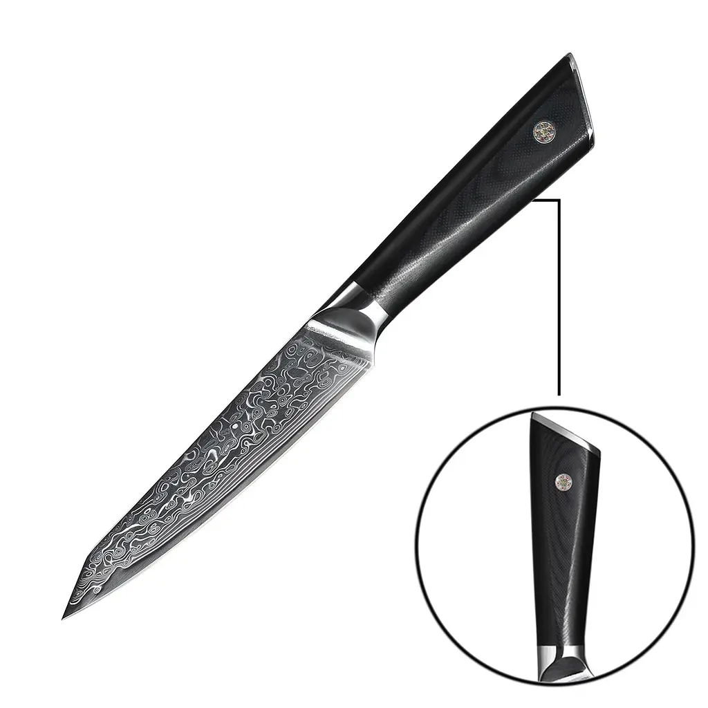 Ніж універсальний Damascus DK-LKB 5007 VG-10 дамаська сталь 67 шарів лезо 13 см - фото 3
