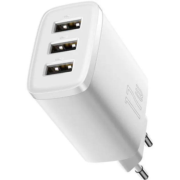 Зарядний пристрій Baseus Compact Charger 3U 17W White (CCXJ020102) - фото 3