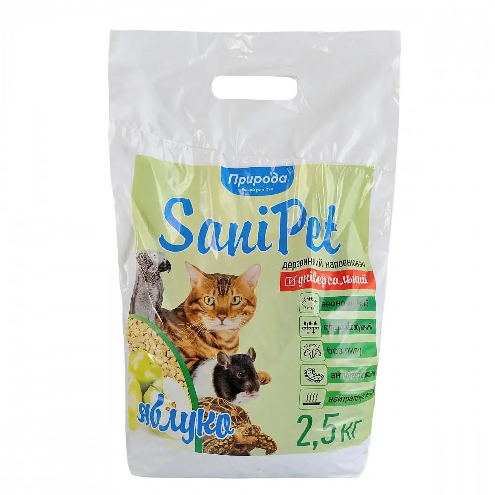 Наполнитель Природа Sani Pet деревянный универсальный с ароматом яблока 2.5 кг - фото 3
