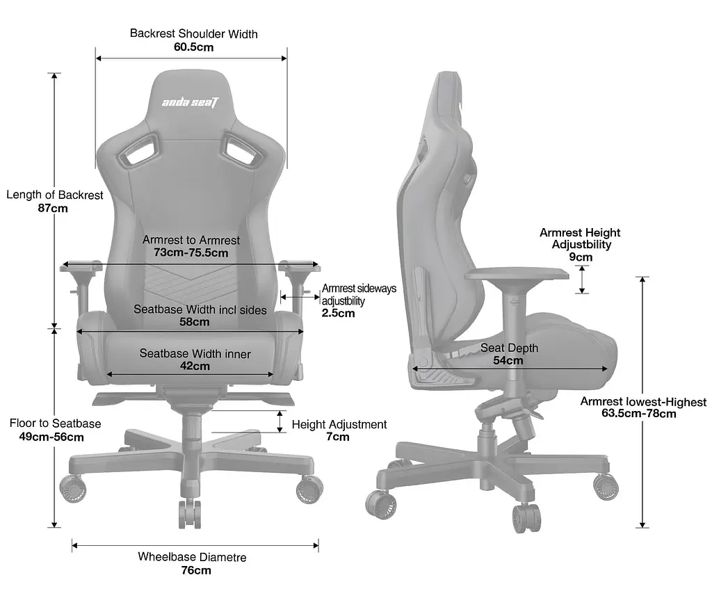 Игровое кресло Anda Seat Kaiser 2 XL Black (AD12XL-07-B-PV-B01) - фото 13