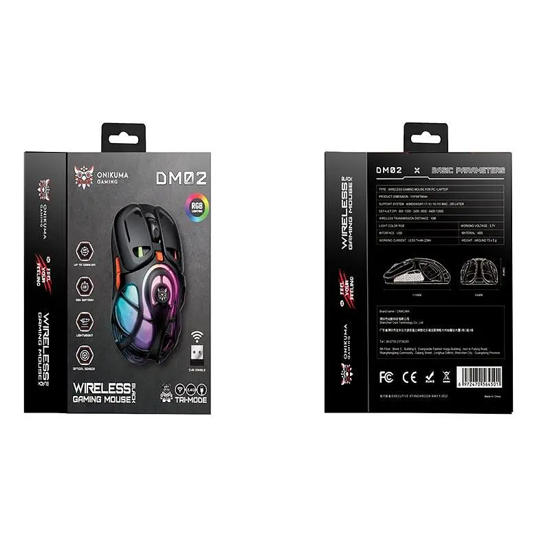 Миша Onikuma Tri Mode RGB gaming mouse DM02 | 2.4G/BT/Type-C| - фото 2