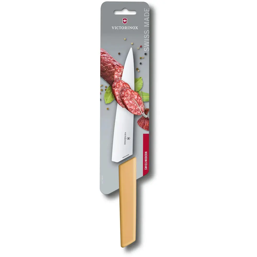 Кухонний ніж Victorinox Swiss Modern Carving лезо 19см з жовт. ручкою (блістер) - фото 3