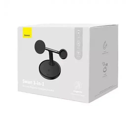 Бездротовий зарядний пристрій Baseus Swan 3-in-1 Wireless Magnetic Charging Bracket 20W WXTE000101 Black - фото 5