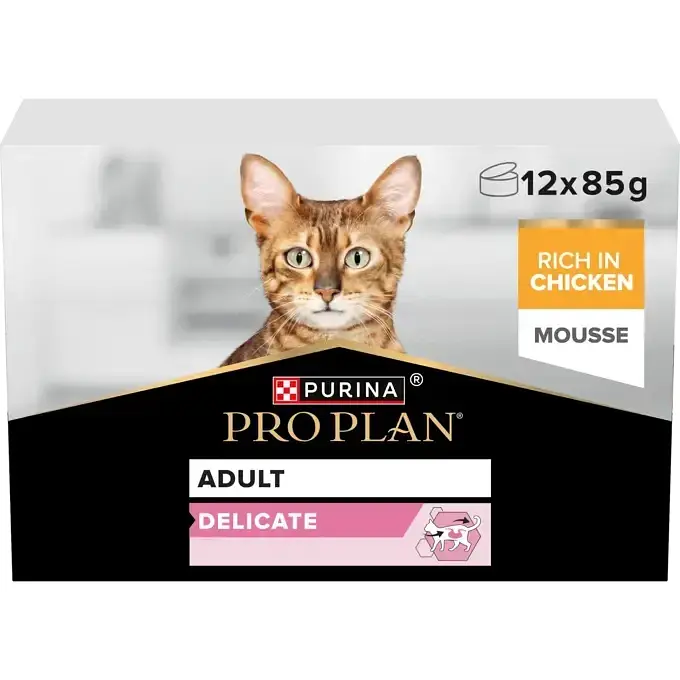 Влажный корм Purina Pro Plan для взрослых кошек с чувствительным пищеварением, мусс с курицей 12х85 г - фото 3