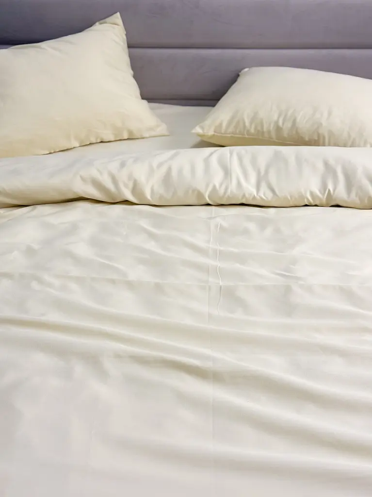 Комплект постільної білизни Ecotton двоспальний 180х215 см однотонний кремовий Cream Yellow (25189\2.0) - фото 4