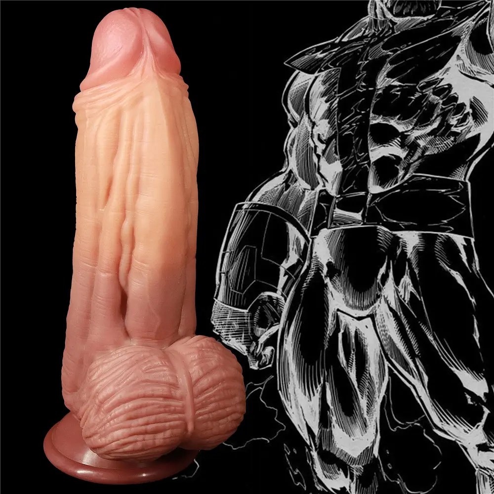 Фалоімітатор LoveToy Dual layered Platinum Silicone 24.5 см тілесний - фото 17
