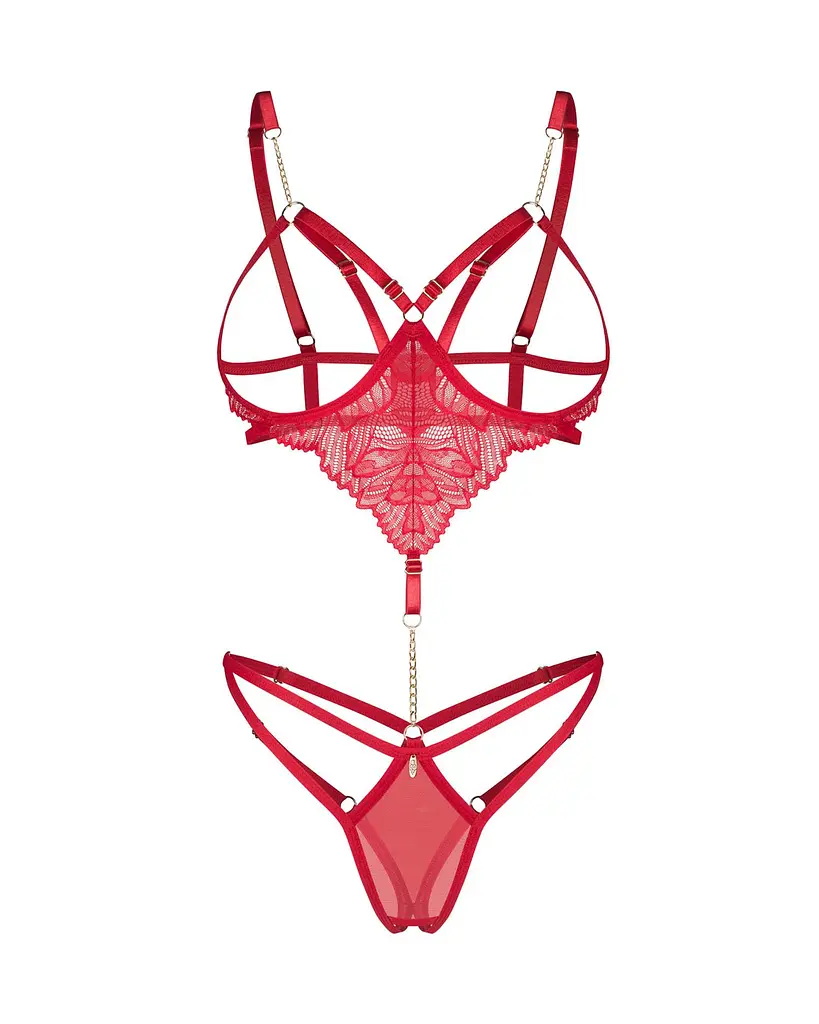 Боді Obsessive Matildea otwarte S/M (червоний) - фото 8
