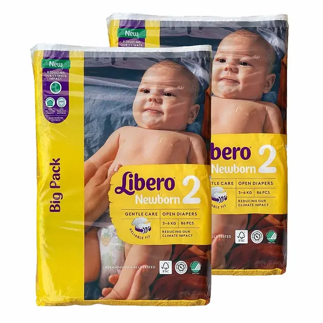 Підгузки Libero Newborn 2 (3-6 кг) 172 шт