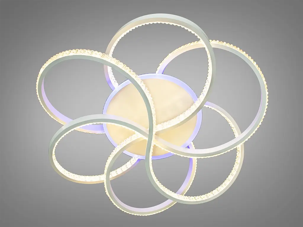 Стельова LED-люстра з диммером та підсвічуванням, 110W 1011/S WH LED 3color dimmer - фото 2