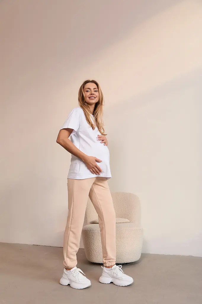 Брюки спортивные для беременных и кормящих демисезон Frankfurt Lullababe размер XXL Бежевый - фото 3