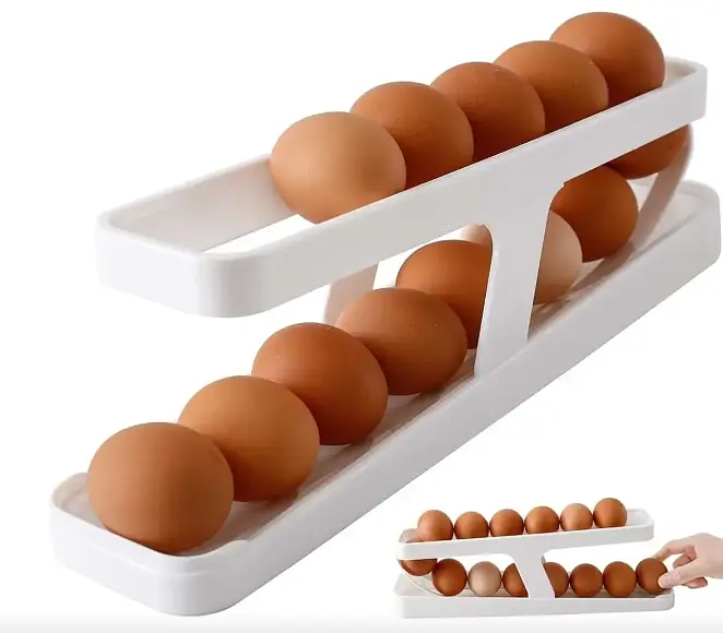 Контейнер для яєць Egg Pan · Дворівневий органайзер – підставка для зберігання яєць у холодильнику - фото 5