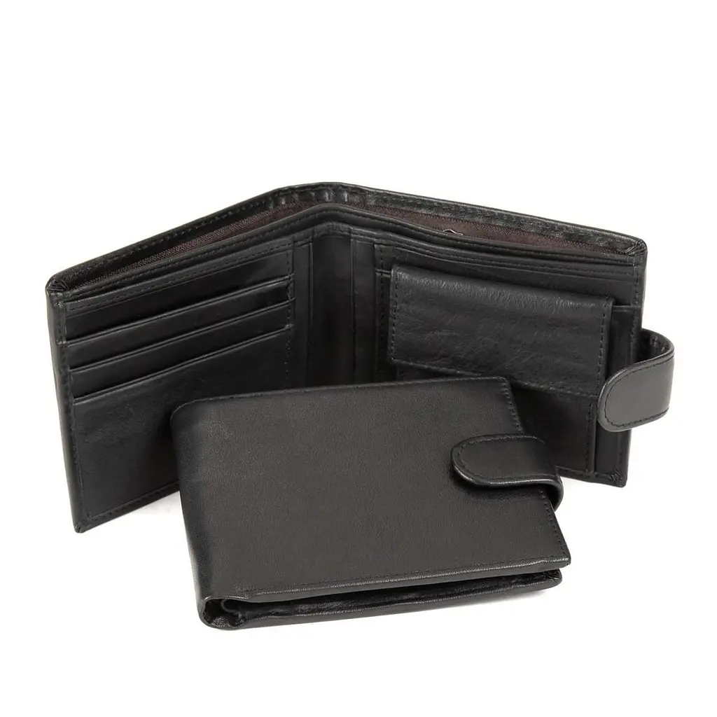 Чорне портмоне на кнопці з монетницею Tiding Bag M39-8069BRA - фото 2