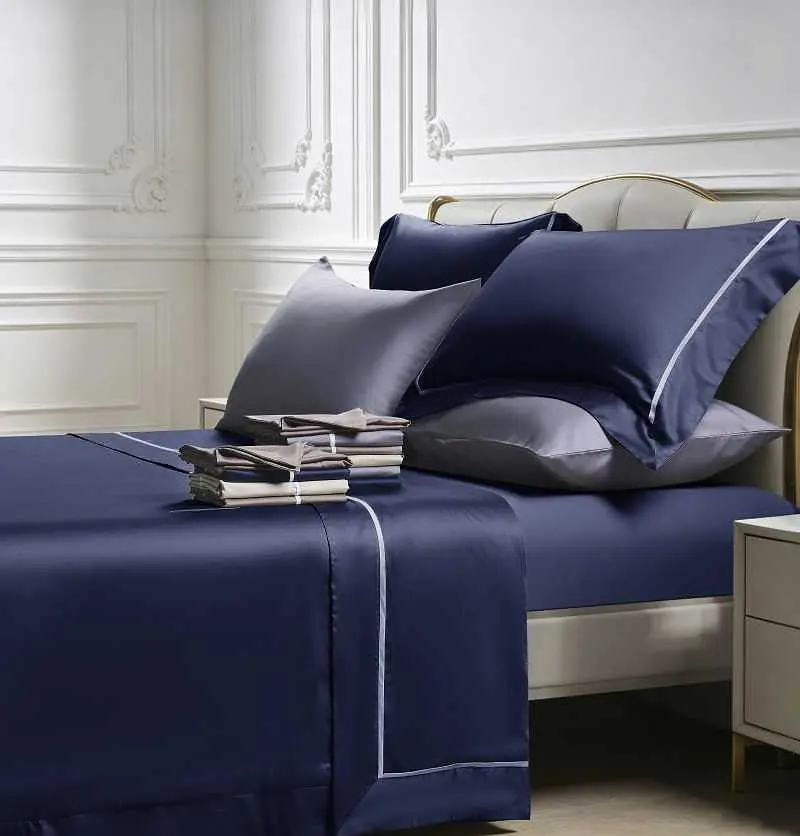 Комплект постільної білизни Lovely Svi сатин люкс 300ТС (135г/м2) Євро Navy Blue (260326) - фото 3