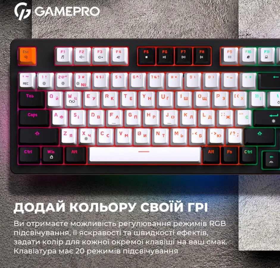 Механічна ігрова клавіатура GamePro GPMK-170 Outemu Red Switch Hot-Swap RGB Black - фото 12