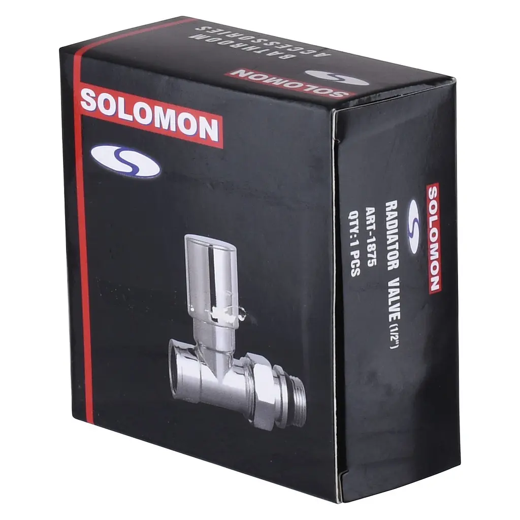 Кран вентильний прямий з американкою Solomon 1/2″ chrom 1875 з ущільнювачем 000015809 - фото 3
