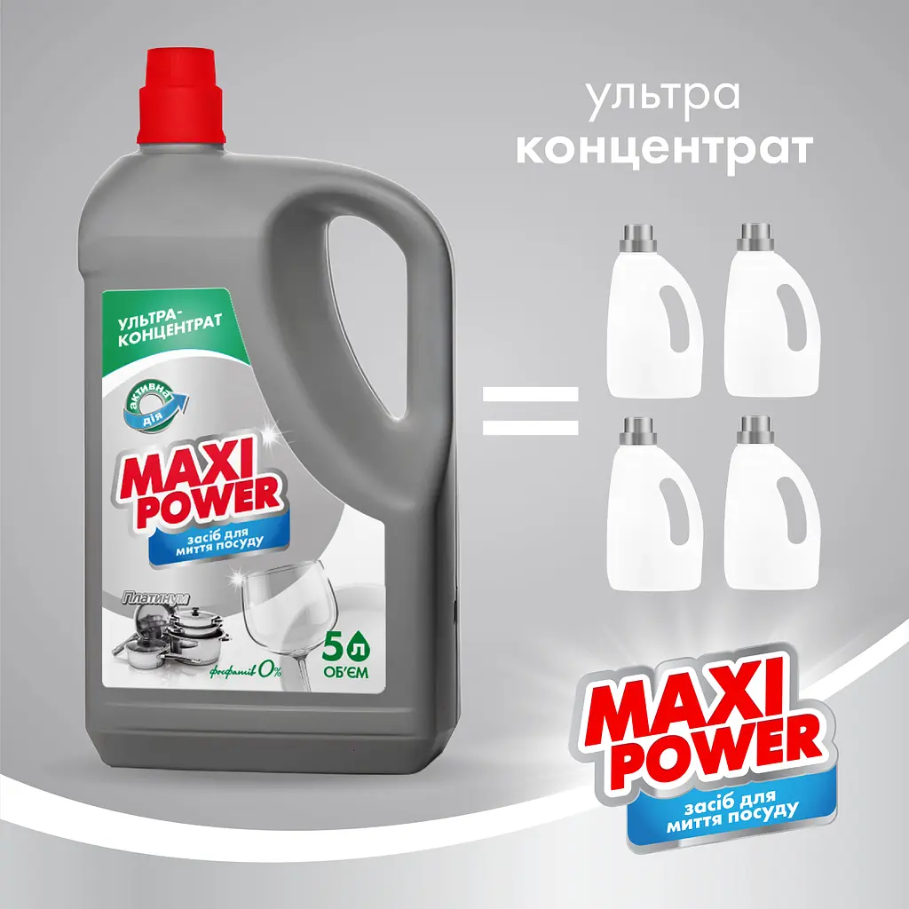Средство для мытья посуды Maxi Power Платинум 5 л - фото 4