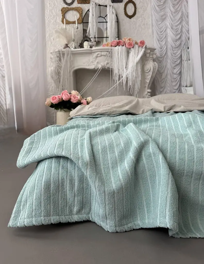 Покривало Zeintex Palermo махрове бавовняне ментолове 210х280 см - фото 8