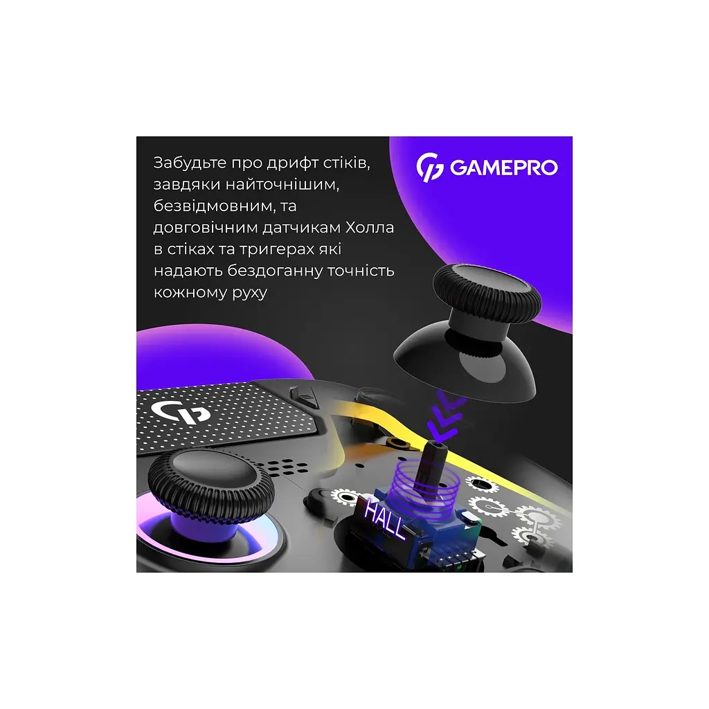Геймпад GamePro GPS13B BT 5.3/USB/PC/iOS/Android/PS3/PS4 RGB Black (GPS13B) - фото 4