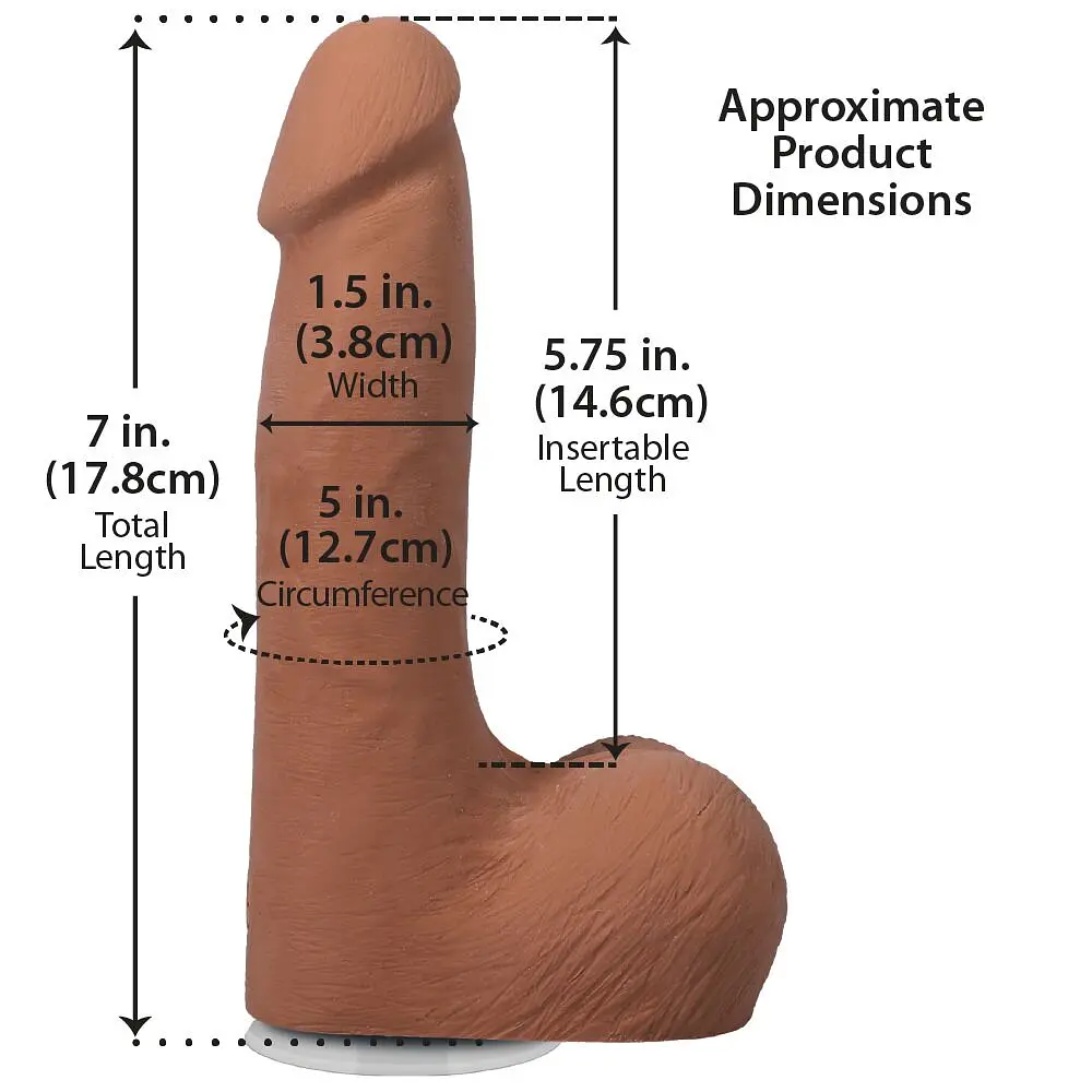 Фалоімітатор Doc Johnson The Realistic Cock ULTRASKYN 7 Inch with Balls Caramel - фото 5