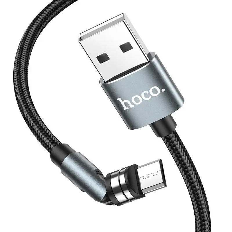 USB Cable Hoco U94 Universal Rotating MicroUSB Black 1.2m - фото 2
