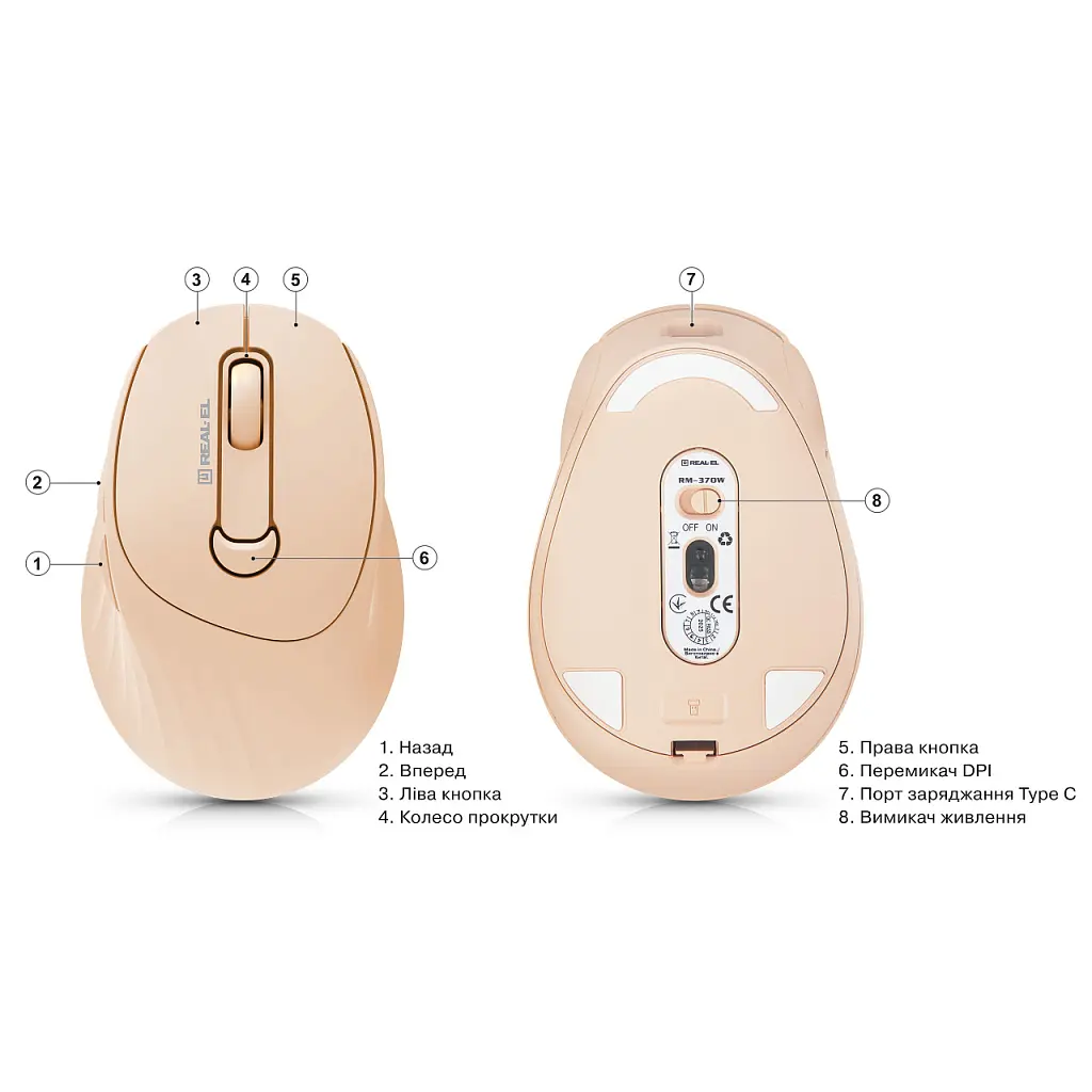 Мишка REAL-EL RM-370W Wireless (EL123200056) - фото 10