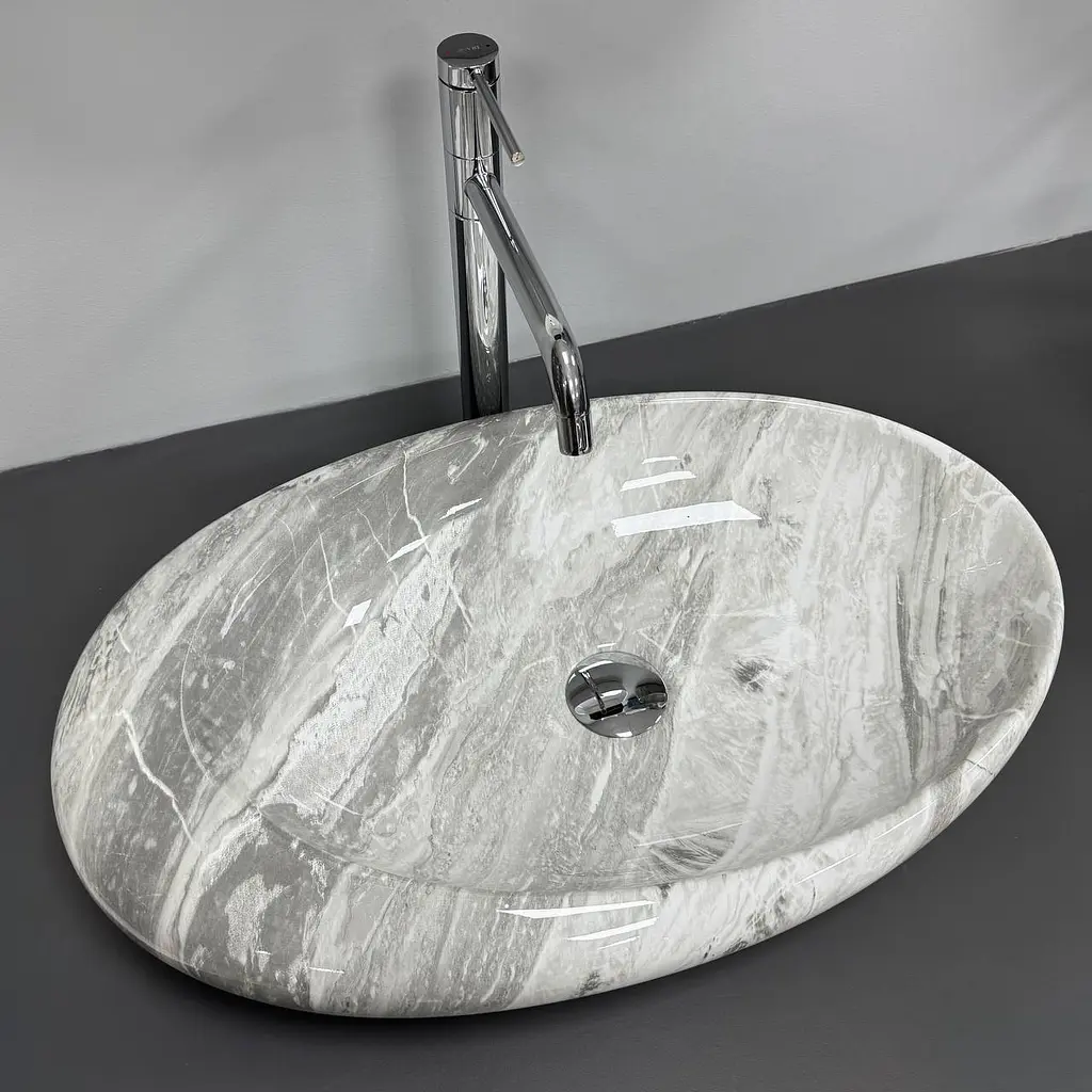 Умивальник VBI Vicenza M накладний 58x36 см grey stone glossy VBI-014806 - фото 2