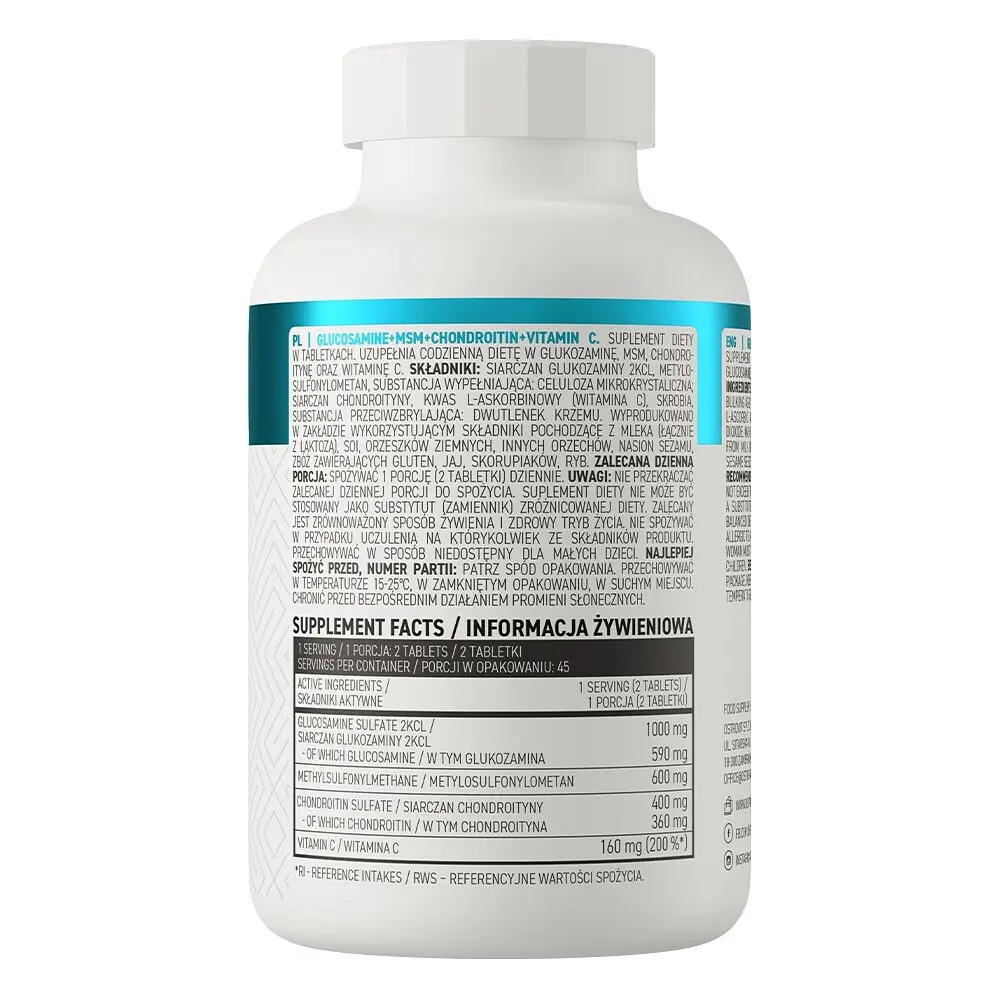 Хондропротектор Glucosamine+MSM+Chondroitin+Vitamin C, 90 таблеток OstroVit vit0004197 - фото 2