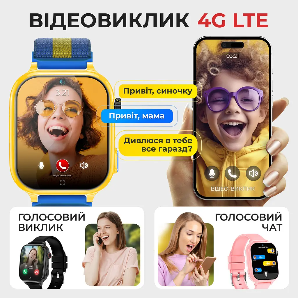 Дитячий смарт-годинник JETIX G100 4G Love Ukraine зі змінним корпусом і ремінцем у комплекті - фото 5