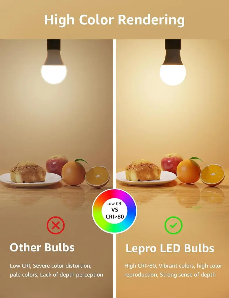 Лампочка Lepro Dimmable Bayonet, 60 Вт эквивалент, теплый белый 2700 K, 7W 800 лампы Bayonet, BC A60 GLS - фото 4