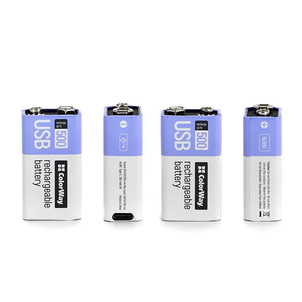 Акумулятор Крона USB-С 390 mAh 9V (Li-Polymer) ColorWay (CW-UB9V-06) - фото 3