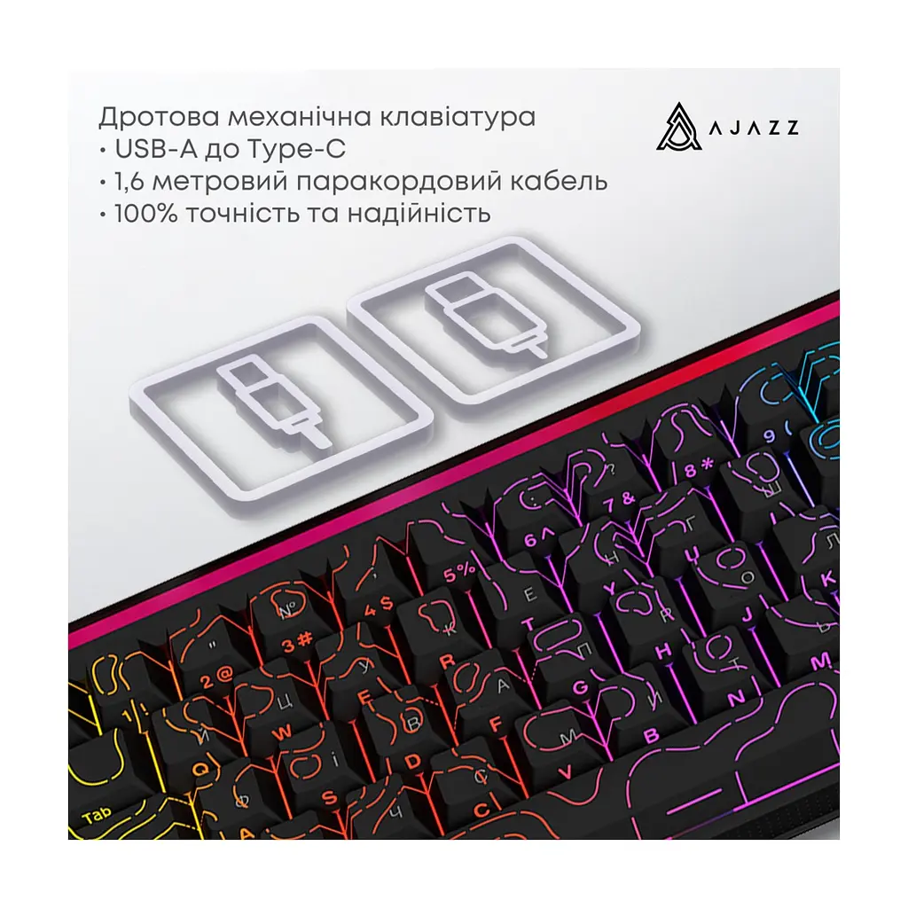 Клавіатура Ajazz NK68 Red Switch USB UA Black (NK68-R-S-B) - фото 8