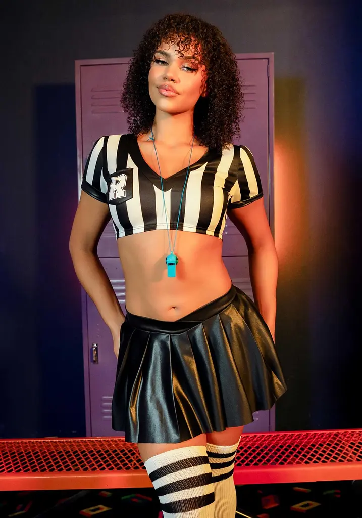 Костюм рефері Leg Avenue Time Out Referee XS, кроп-топ спідниця, свисток - фото 3