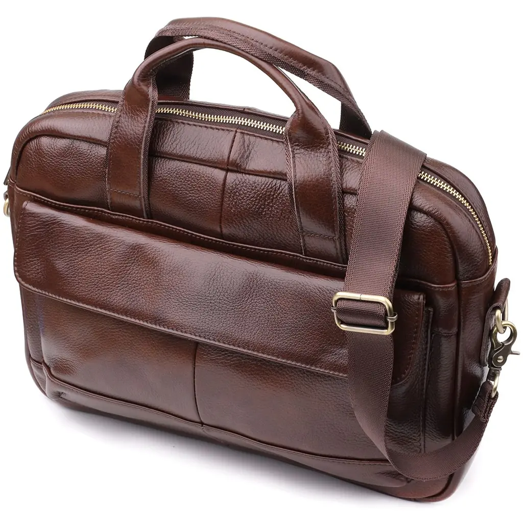 Стильний портфель для чоловіків із натуральної шкіри Vintage 23040 коричневий - фото 11