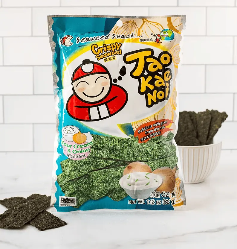 Чіпси Норі Tao Kae Noi Crispy Seaweed Sour Cream Onion 32г - фото 2