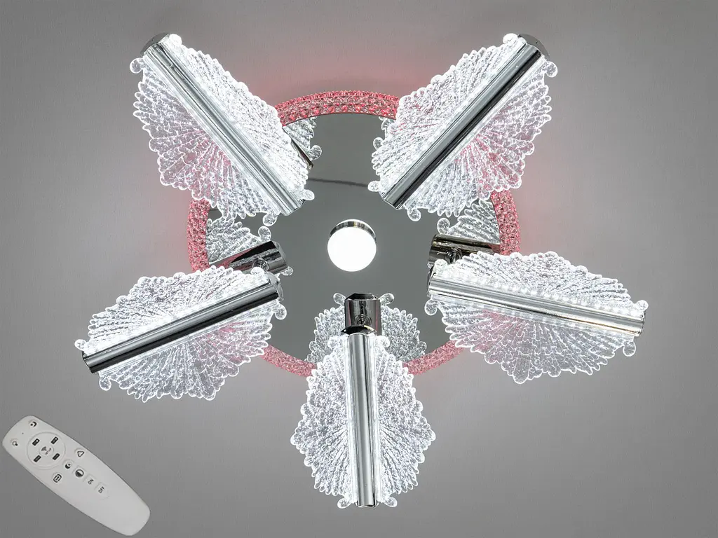 Світлодіодна люстра Diasha S25106/5HR LED 3color для спальні, кухні та вітальні, димер, пульт, 60 W, 58 см, 10-18m² - фото 2