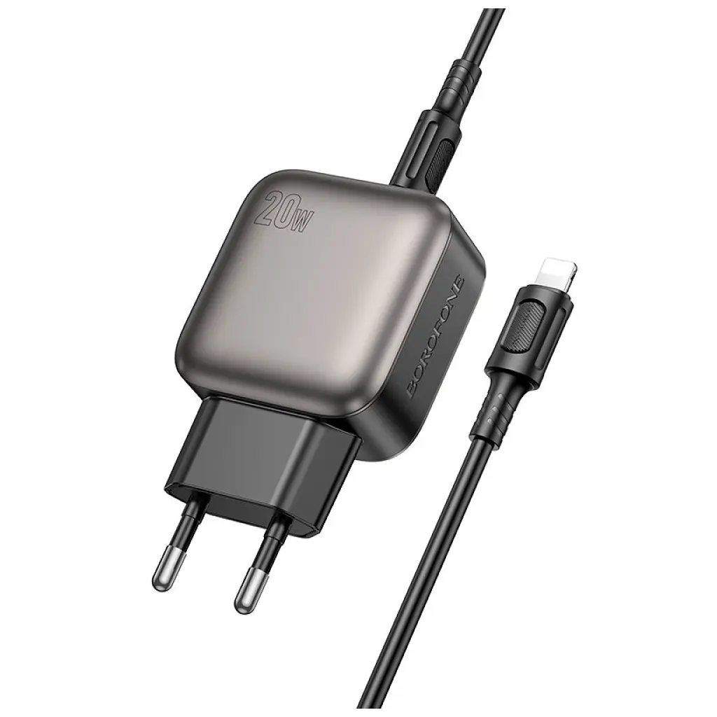 Зарядний пристрій BOROFONE BAS54A Absolute 1xUSB-C PD 20 Вт + 1xUSB QC 3.0 + кабель USB-C — Lightning чорний (6941991116216) - фото 4
