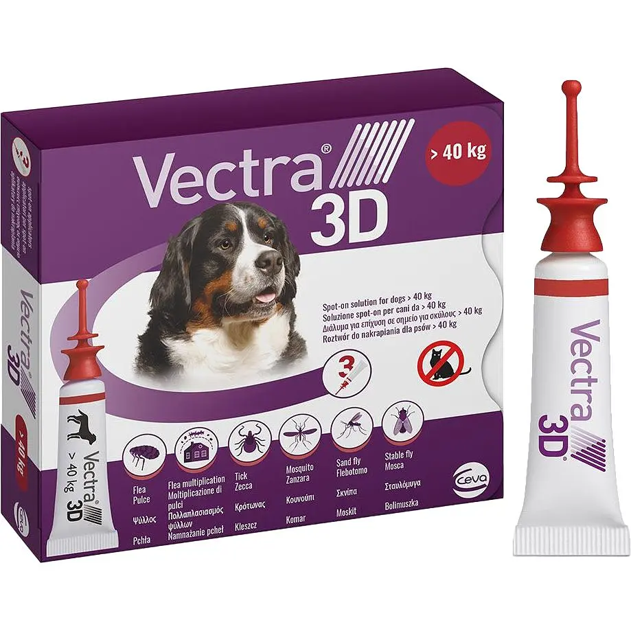 Капли Ceva Vectra 3D от эктопаразитов для собак 40.1- 65 кг 3 пипетки х 8 мл (81671) - фото 2