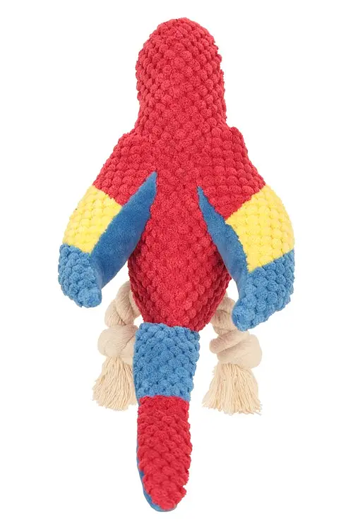 М'яка іграшка для собак Fuzzy - Bird Dog Squeaky Toy з мотузками і пищалкою, червона - фото 4