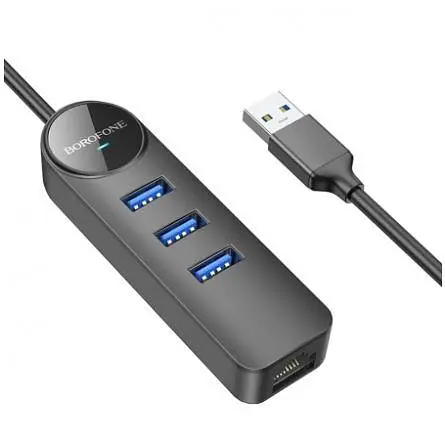 Конвертер адаптер USB Borofone на мережевий вихід RJ-45 DH6 Erudite 4-in-1 Gigabit Ethernet Adapter 120 см - фото 3