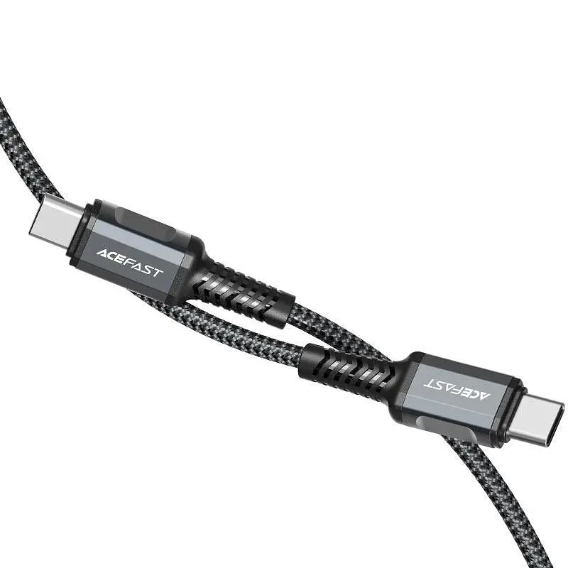Кабель Acefast C1-03 Type-C to Type-C 3A 1.2 м nylon aluminum connectors чорний - фото 3