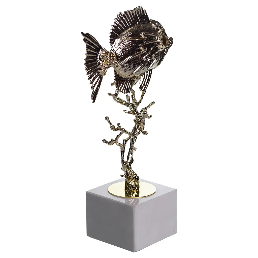 Декоративна фігурка Yiwu Gold Fish 16x8x30 см металева статуетка золотої рибки колекційна для дому декор на камін HP-7-18 - фото 4
