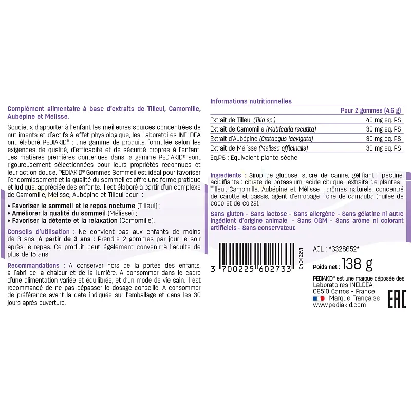 Ведмежуйки Pediakid Gommes Sommeil для сну 60 жувальних мармеладок - фото 3
