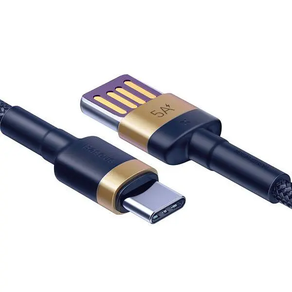 Кабель Baseus Cafule HW Quick Charging Cable USB to Type-C 40W 1m CATKLF-PV3 Blue-Gold - фото 2