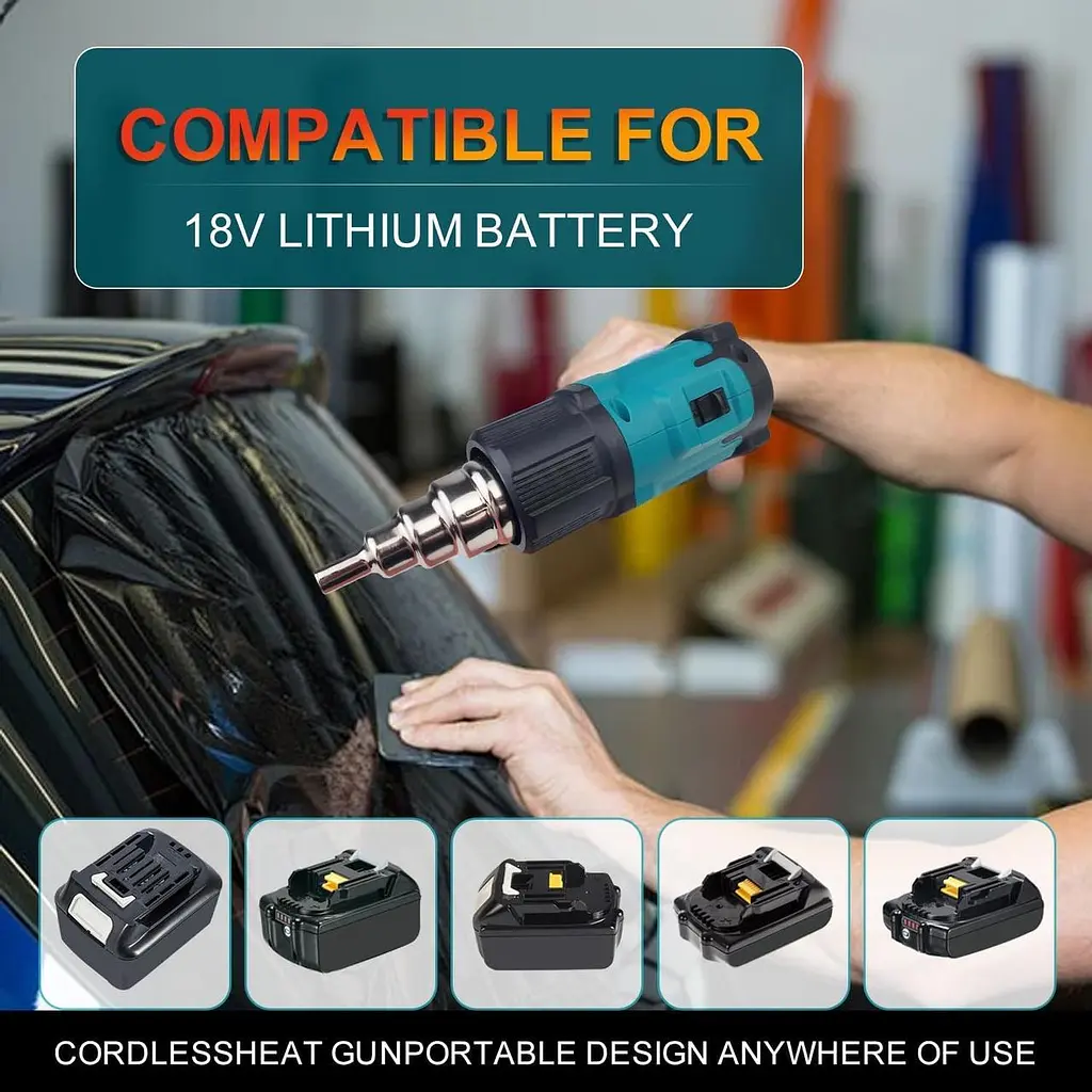 Беспроводной термофен, совместимый с аккумулятором Makita 18V LXT, 3 насадки, 2 температурных режима, максимальная температура - фото 6