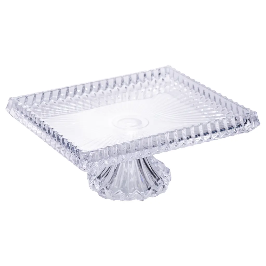 Фруктовница на ножке Yiwu прямоугольная из толстого стекла HP-19-147 - фото 2