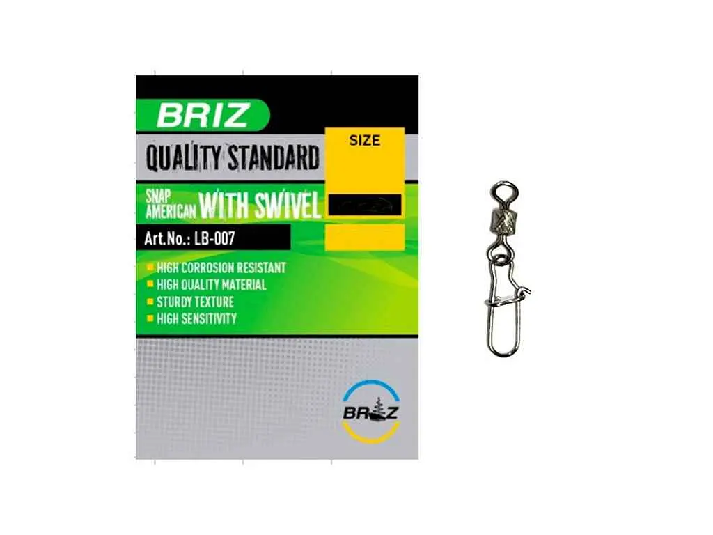 Вертлюг з карабіном BRIZ №10 12кг 12шт "NEW"