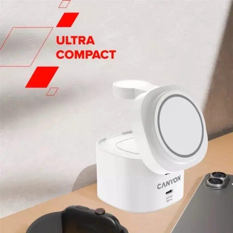 Зарядний пристрій Canyon 4-in-1 wireless charging stand 30W + charger 65W + cable 1.0m white (CNS-WCS405W) - фото 9