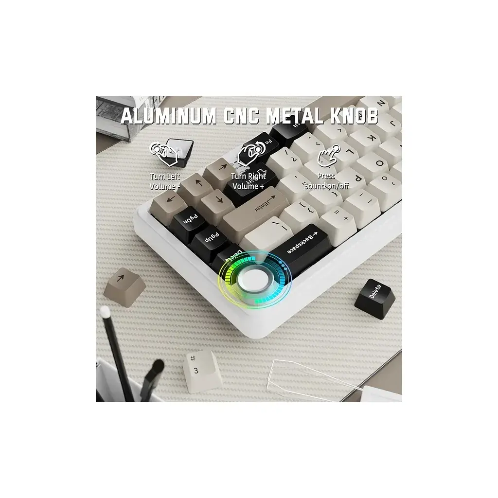 Клавіатура Attack Shark X66 RGB Wireless/Bluetooth/USB UA White Cheese (X66CW_AS) - фото 4