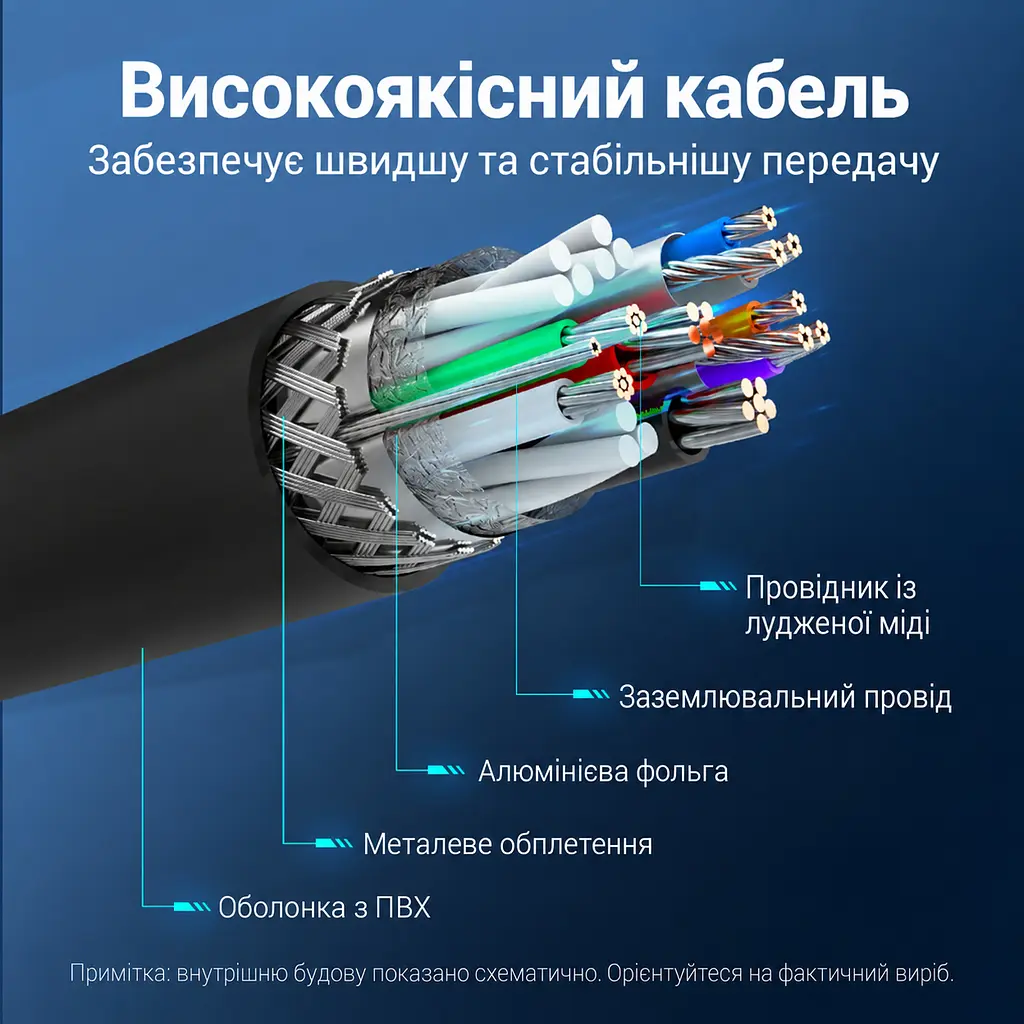 Кабель Vention CONBD USB 3.0 USB-A - USB-A 0,5 м чорний (CONBD) - фото 4