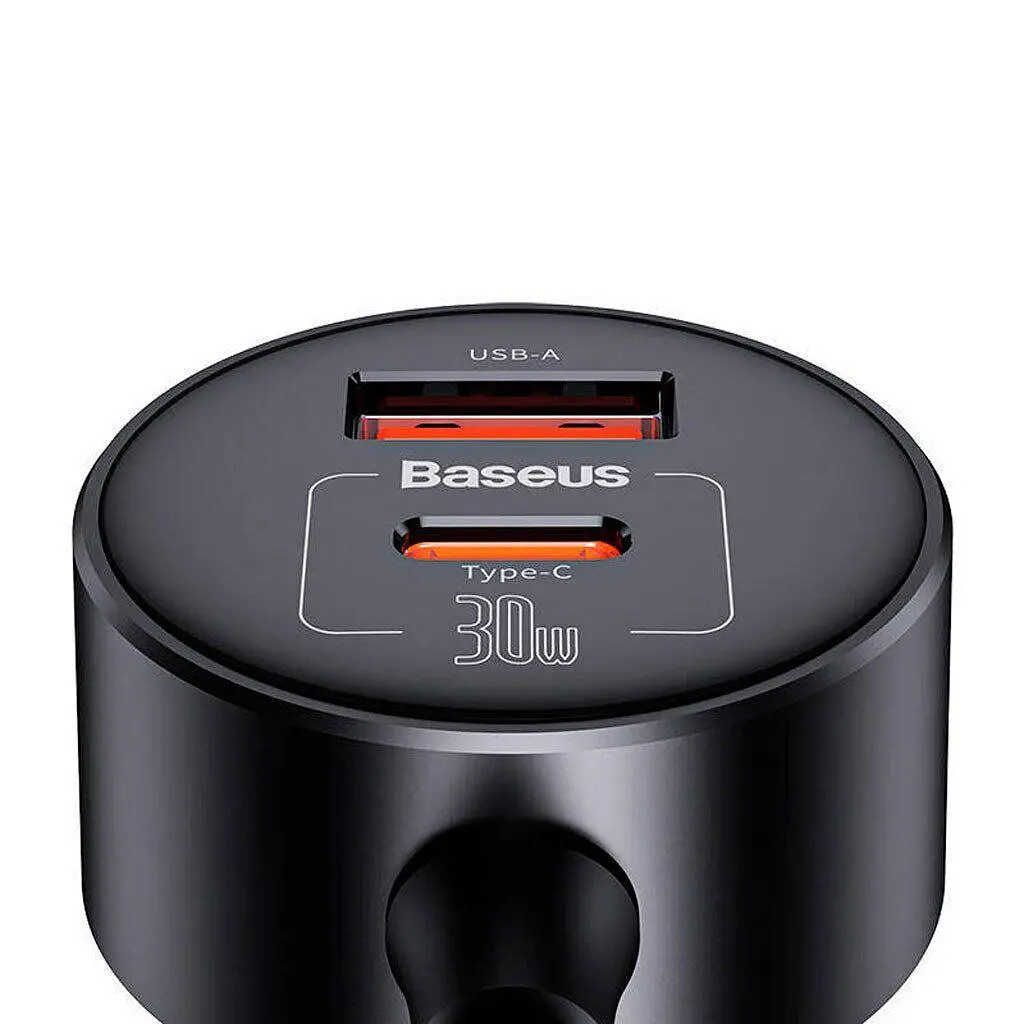 Автомобільний зарядний пристрій Baseus High Efficiency Pro 1-for-2 Car Cigarette Lighter 30W C00455300121-00 Black - фото 4